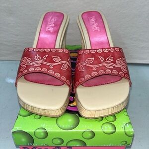 Vtg Mudd 90s Cut Out Platform Boho Wood Wedge Sandals Sz 10